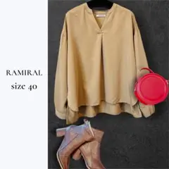 RAMIRAL ブラウス ベージュ 長袖 ゆったり40 L ドロップショルダー