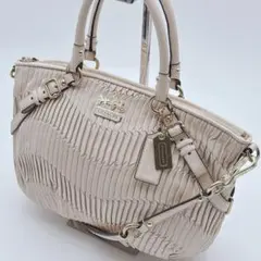 【美品】COACH マディソンギャザー2wayショルダー　馬車ロゴ　15942