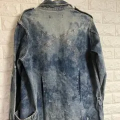 希少 矢沢永吉さん 刺繍 デニムシャツ ロゴスタッズ ロック
