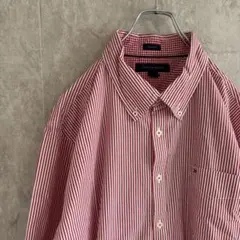 トミーヒルフィガー ロゴ刺繍 ストライプ ボタンダウンシャツ 長袖シャツ