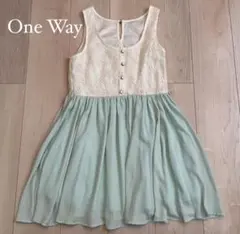 One Way ワンピース グリーン　ホワイト