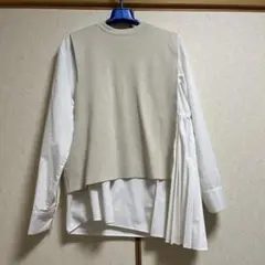 FLAGA BASICA フラガベイシカベージュ ニットベストプリーツ付きシャツ