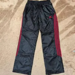 【adidas 】ブラックに レッドライン ジャージパンツ，サイズМ