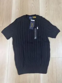 新品】POLO RALPH LAUREN ケーブルニット 半袖 黒 M - メルカリ