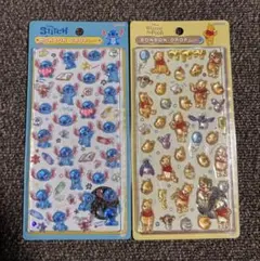 正規品 ディズニー スティッチとプーさんボンボンドロップシール2枚セット