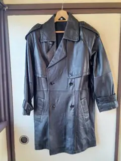 黒レザー ダブルブレストコート