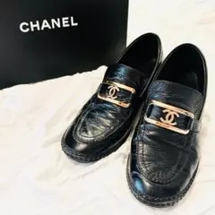CHANEL シャネル ココマーク チェーン ローファー 35.5 黒 - メルカリ