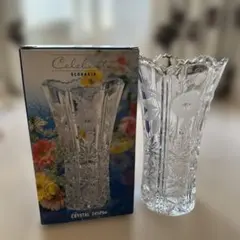 ボヘミアクリスタル 花瓶　Ｈ25.5㎝　チェコスロバキア製　専用ケース付き チェコスロバキアボヘミアンクリスタル花瓶 ボヘミアガラス カリ