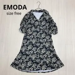 ◆ EMODA エモダ パフスリーブ シャツカラー フレア ワンピースのサムネイル