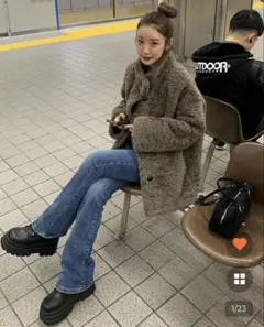 nugu CANIE ボアボタンハーフコート