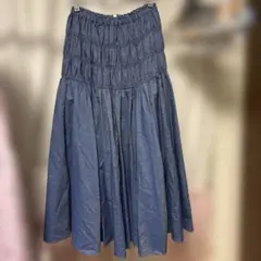 デニム フレアスカート シャーリング加工のサムネイル