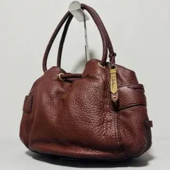 美品✨コールハーン ハンドバッグ レザー 編み込み ブラウン シボ革 チャーム
