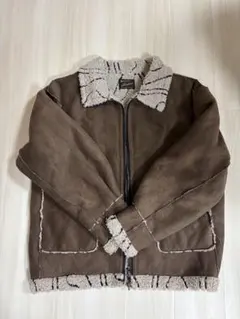 Kastane ブラウンムートンジャケット ボア襟付き