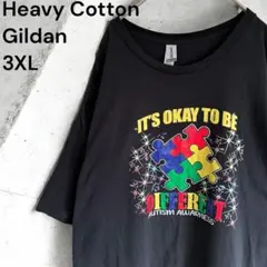 ギルダン Tシャツ 3XL 黒 ヘビーコットン アメリカ古着 半袖 ビッグサイズ