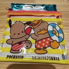 〈スシローxはぴだんぶい〉日焼けポチにャッコ & ペッケル　ファスナーポーチ