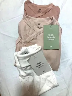 【新品未使用】H&M 長袖ベビー服 3点70サイズ100%オーガニックコットン