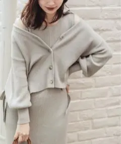 ナチュラルクチュール サイドリボンガーリーニットワンピース セットアップ