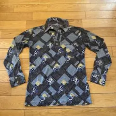 70sビンテージ！幾何学模様 ポリコットンポロシャツ