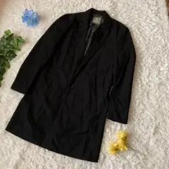 美品　ナノユニバース　チェスターコート　黒　シングルボタン　通勤　メンズ　S