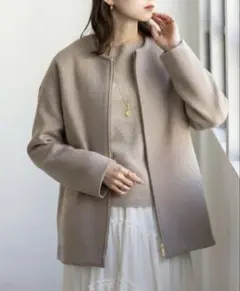 NOBLE ノーブル MTR カシミヤ カラーレス ジップ ショート コート