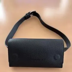 BENECIA12 ロゴ ベルトポーチ PU 長方形 黒　韓国