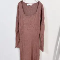 早い者勝ち 【XL】ロング ニット ワンピース ピンク ASTR くすみ 長袖