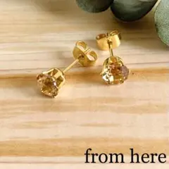 終《スワロフスキー》カットストーンピアス【Lt.コロラドトパーズイグナイト】