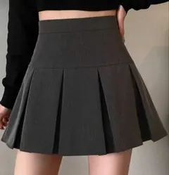 ダークグレー プリーツスカート ミニ丈