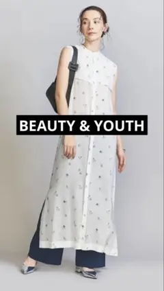 BEAUTY&YOUTH リバティプリントノースリーブシャツオールインワン Ꮇ