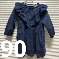 H&M ネイビー フリル ワンピース 90cm