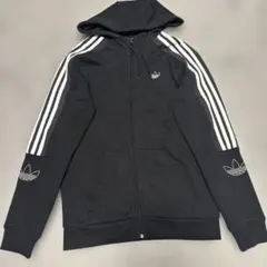 美品　adidas アディダス　スリーストライプ トレフォイル刺繍 パーカー