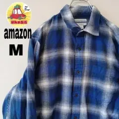 USA古着 amazonessentials ネルシャツ　M ブルー　オンブレ