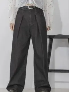 ジーナシス　タックデニムワイドパンツ