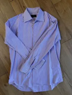 ETRO 紫と白のストライプ 長袖シャツ