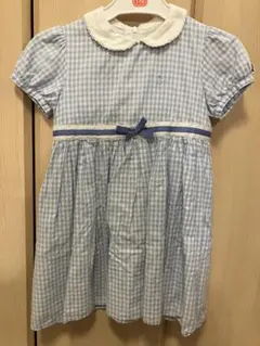 組曲　半袖ワンピース　水色チェック柄　Sサイズ