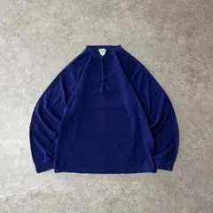 80s 90s エルエルビーン ヘンリーネックロンT 裏起毛 ブルー系 M〜L