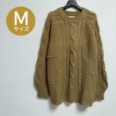Ｍ　ケーブル編みニット　セーター　ボリューム袖　ゆったり