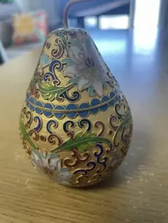 中国美術　洋梨型 七宝焼き 小物入れ オブジェ