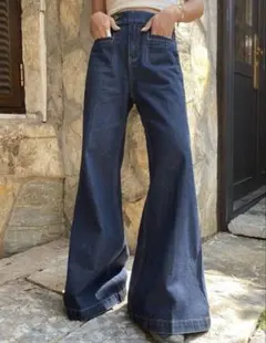 ダークブルーハイウエストデニム