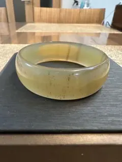 希少✨猫の手彫刻】天然石岫玉 牛柄猫 肉球 バングル 60mm 腕輪 お守り 