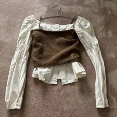 MY YOUNG レイヤードオフショルダーシャツ