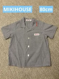 MIKIHOUSE ミキハウス 黒 チェック柄半袖シャツ 80cm