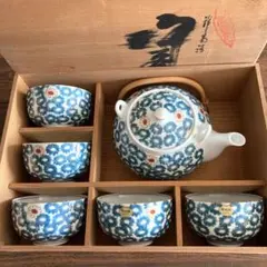 九谷宝泉 5客セット 青粒 花 金 九谷焼 急須 茶器 湯飲み - メルカリ