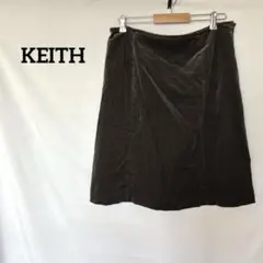♦︎KEITH コーデュロイ　ひざ丈スカート XL ダークブラウン