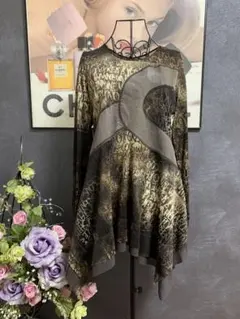 【極美品 】エイココンドウ パッチワーク チュニック フリル袖 シアー 黒 40 極美品 】エイココンドウ パッチワーク チュニック フリル袖 シアー 黒