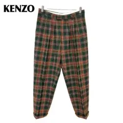 【美品】 KENZO ウールパンツ スラックス 3 緑×赤 チェックのサムネイル