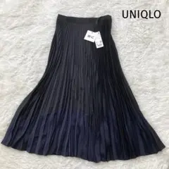 ユニクロ　UNIQLO 新品タグ付き　プリーツカラーブロックスカート　M 黒