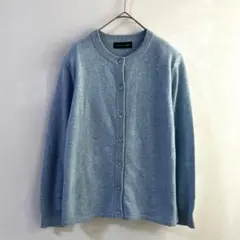 4789 BRODIDEA 100％カシミアクルーネックカーディガン　水色