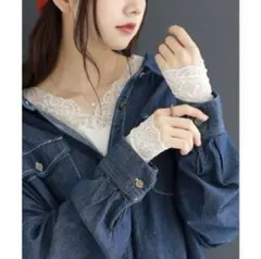 オシャレウォーカー　Vネック レース長袖　トップス