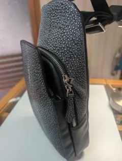 スティングレイ エイ革 斜め掛け ポリッシュ加工 本革 ショルダーバッグ